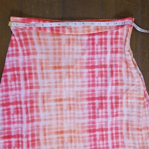 Anthropologie Eva Franco Flounced Orange Pink White Midi Skirt - Picture 10 of 14